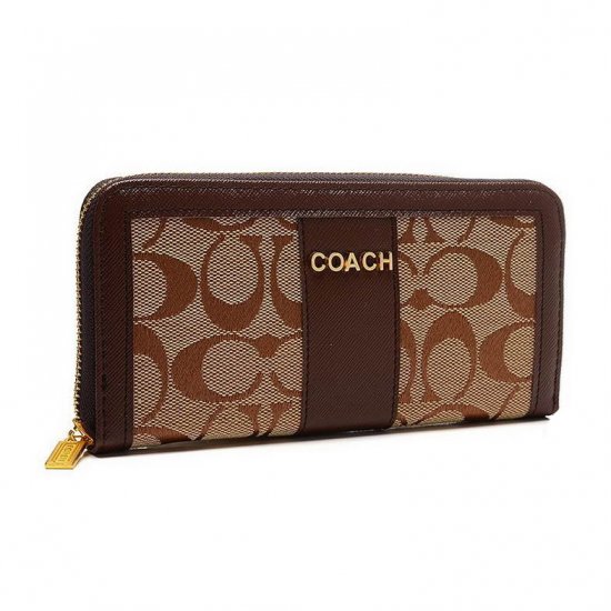 Coach Legacy Accordion Zip Large Brown Wallets ETP